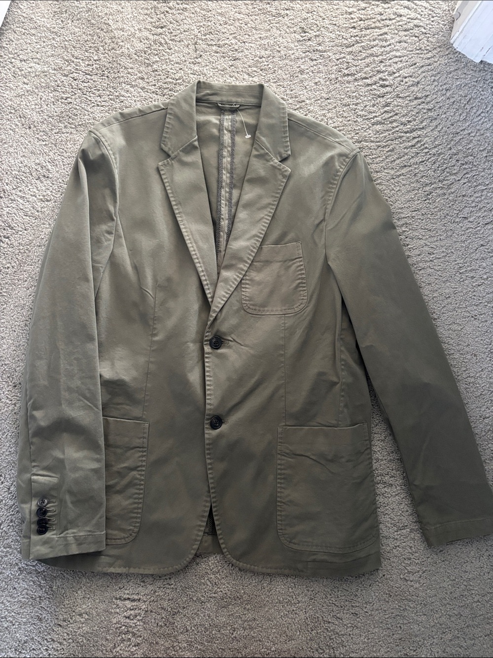 Michael Kors Olive Green Lightweight Cotton Blazer Jacket